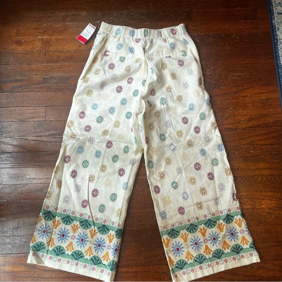 NWT Maison d' Amelie Small Linen Wide Leg Printed Trouser Pants - Picture 3 of 6